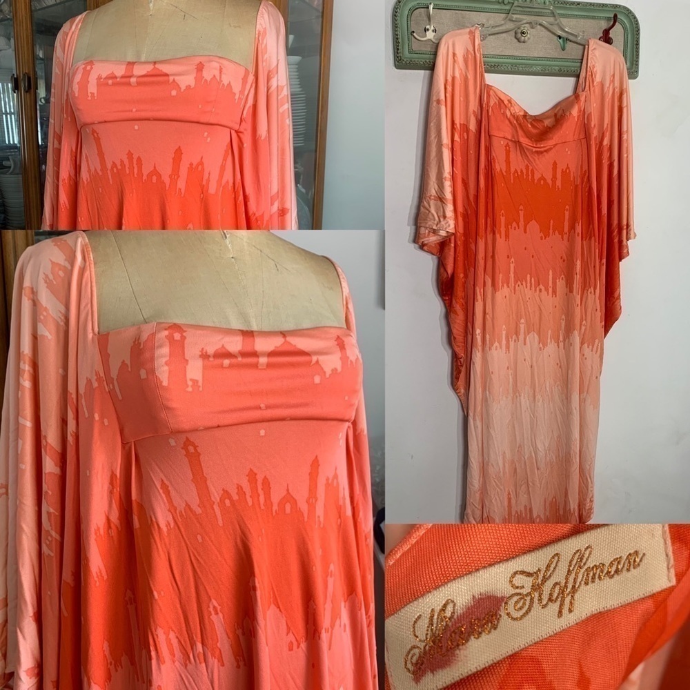 Mara Hoffman maxi drape dress Moroccan orange salmon size xs women’s sample
